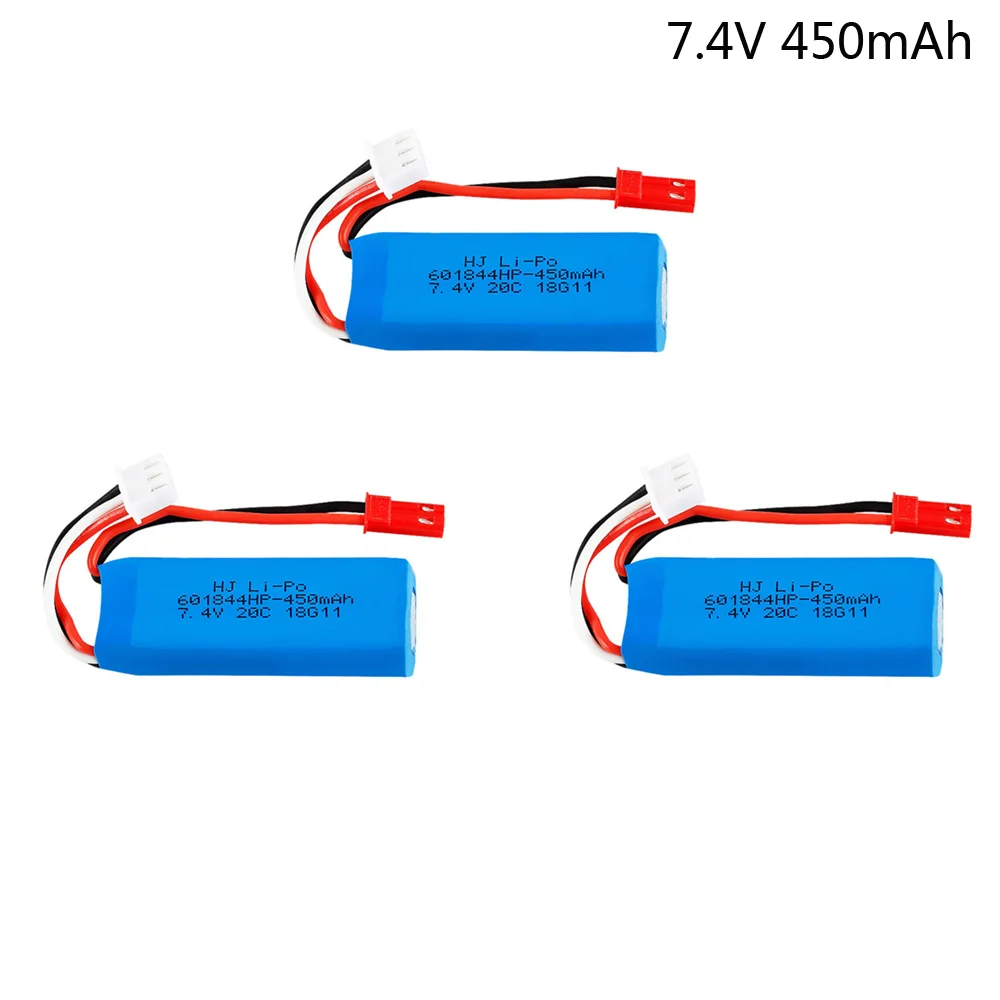 7.4V 450mAh Lipo Battery 2S for WLtoys K969 K989 K999 P929 P939 RC Car 601844 20C 7.4 V 450 mah