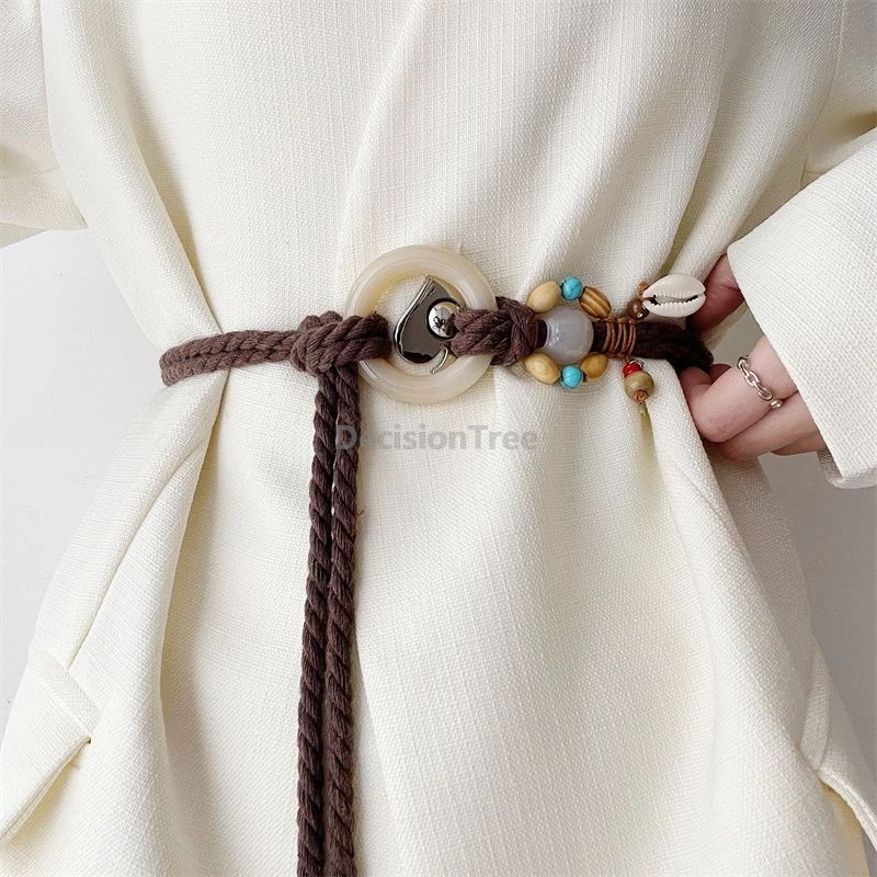 

Винтажный тканый пояс в этническом стиле 2025 года, универсальный ремень для платья в богемном стиле, китайский древний стиль, подтягивающий талию, аксессуар ханьфу