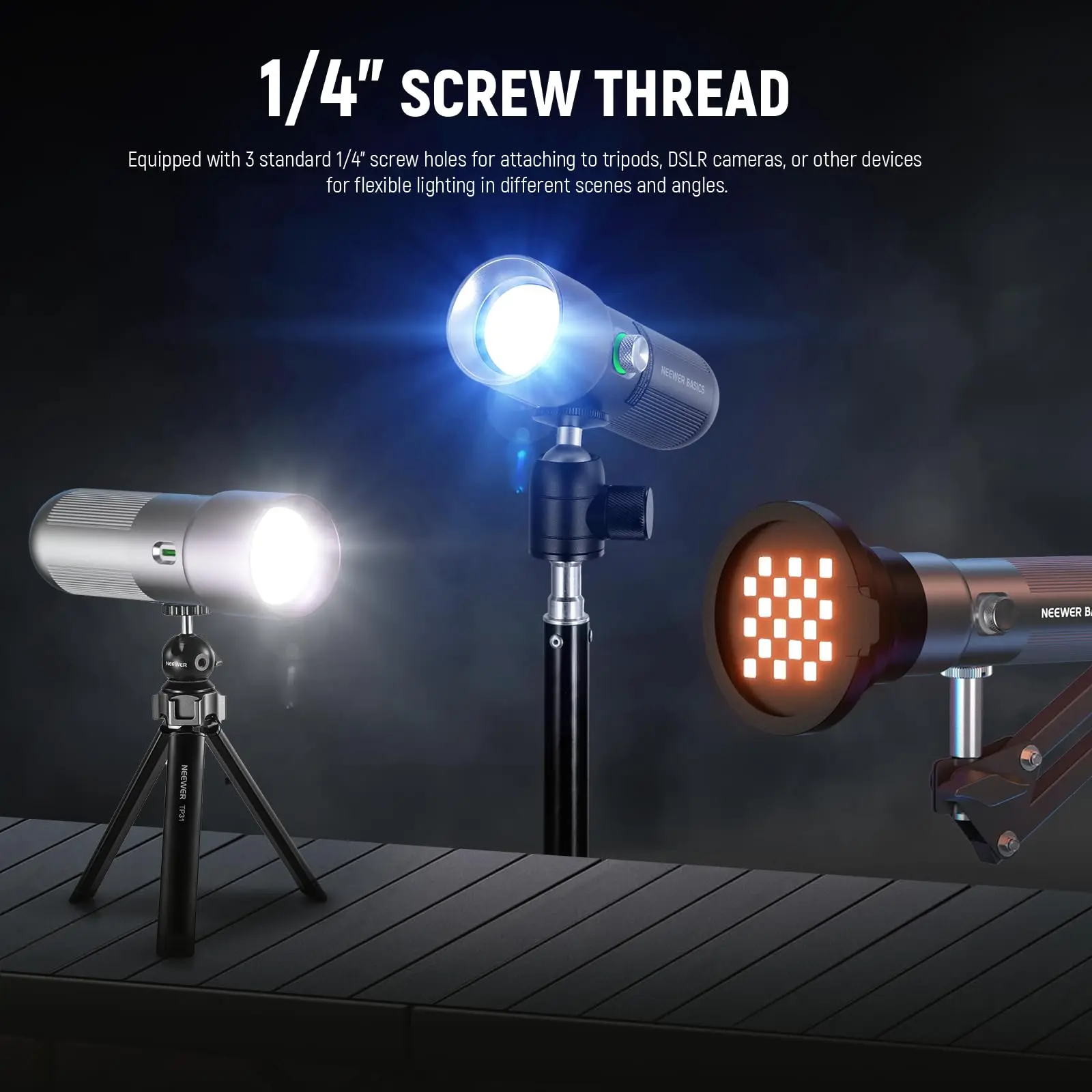 

Фонарик для фотосъемки NEEWER Basics FL10 RGB, 4 цвета/20 фильтров GOBO/CRI95+/7500 мАч, портативный светодиодный прожектор 10 Вт 6300 К
