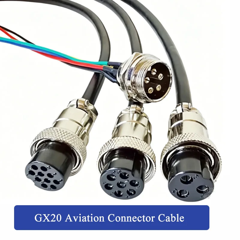 GX20 Extension Cable 2 3 4 5 6 7 8 9 10 12 14 15 Pin Aviation Plug Socket with Wire 7-20A 250V Male and Female Connection Line