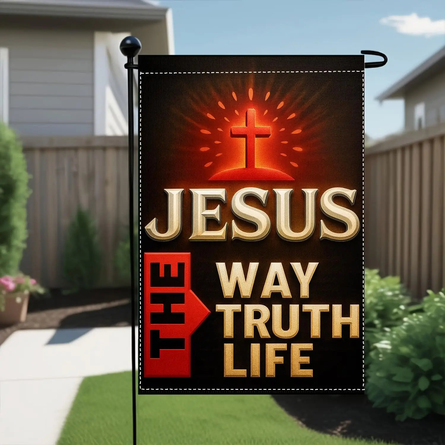 Jesus The Way The Truth The Life Garden Flag 12x18 Inch Double Sided Polyester Bible Verse Yard Flag Christian Scripture Out zzo
