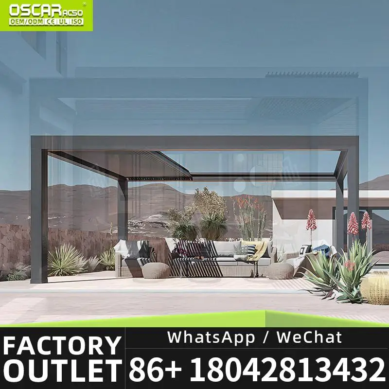 4*6M 4*8M Motorized Aluminium Louver Roof Modern Bioclimatic Shed for Garden Patio Backyard Louver Pergola
