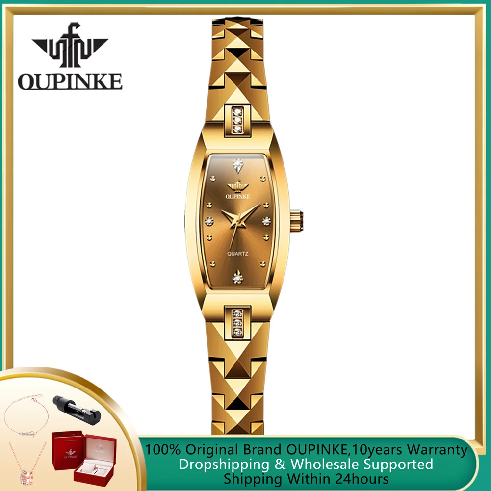 

OUPINKE Imported Swiss Quartz Movement Women's Watch Tungsten Steel Strap Sapphire Mirror Waterproof Ladies Bracelet Wristwatch