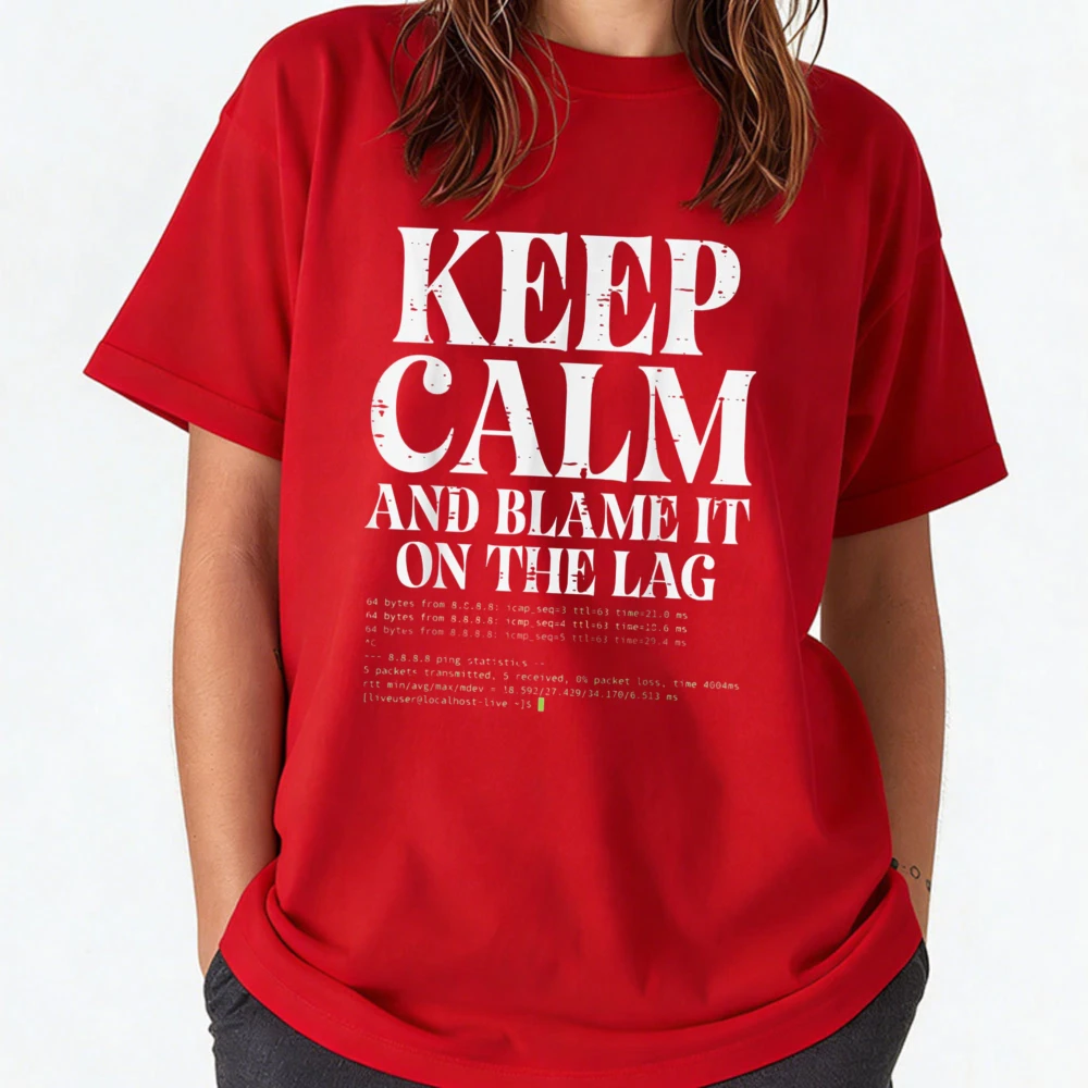 Gamer Keep Calm Blame It on Lag Funny Gaming Men Boys T-Shirt Gaming Enthusiast Funny Outdoors High Quality Cotton Short-sleev