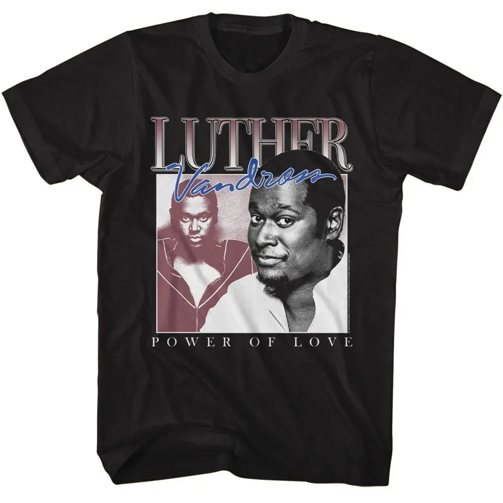 Luther Vandross Power Of Love Black Front Print Adult T Shirt