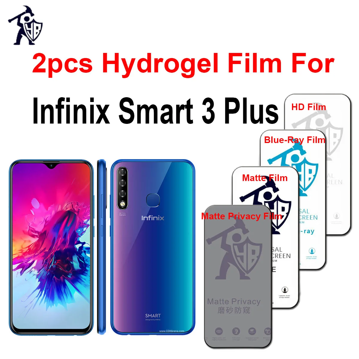 2pcs Original HD Film For Infinix Smart 3 Plus Screen Protector Matte Privacy Protective Anti Blueray Full Cover Hydrogel Film