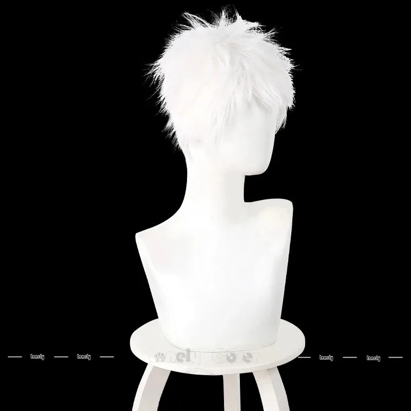 

ff34The Summer Died Hikaru Indo Cosplay Wig Short White Wavy Wigs For Men Women Heat Resistant Yoshiki Tsujinaka Role Pla