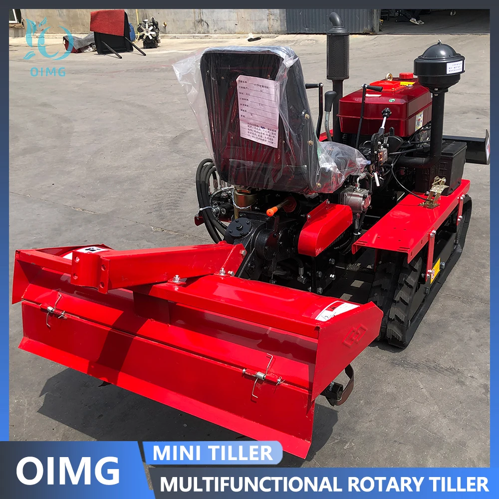 Mini Rotavator Cultivator Crawler Tractor Farm Professional Equipment High Efficiency Loosening Weeding Adapt to Any Terrain