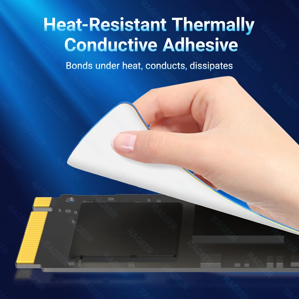 RAGEER M.2 2280 SSD  Graphene+Copper+Thermal Pad Triple-Layer 0.5mm High-Conductivity Cooler for Laptops/PCs/PS5, 2PC/5PC
