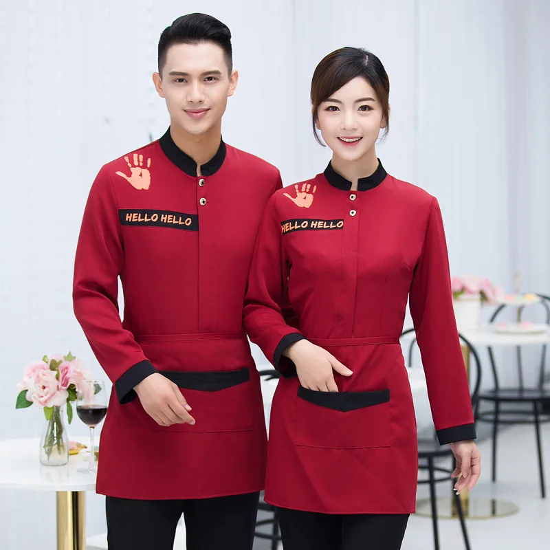 Vestuário feminino Catering Worker, Hot Pot Restaurant Fast, Roupas de trabalho, Outono e Inverno, Atacado