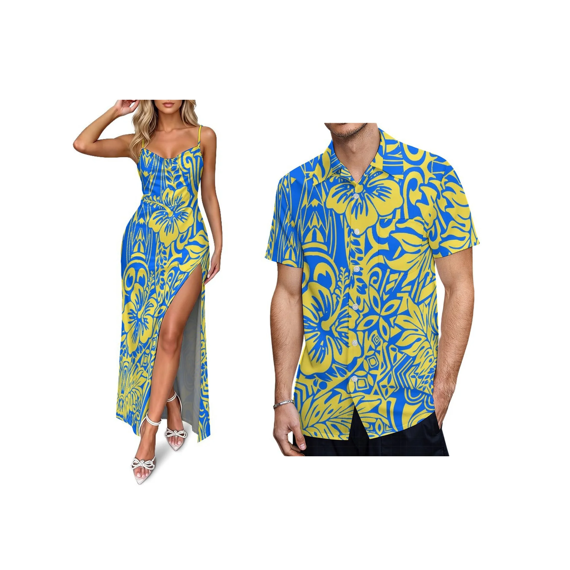 

Round Neck Flare Sleeve Island Casual Dress Bestseller Customized Polynesian Tribal Print Plus Size Tiered Midi Dress