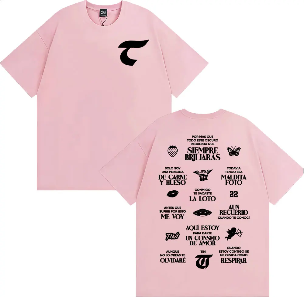 تي شيرت Tini Stoessel La Triple T Fectura Cover مطبوع تي شيرت رجالي ونسائي موضة الهيب هوب ملابس الشارع الشهير تي شيرت 100% قطن مريح تي شيرت