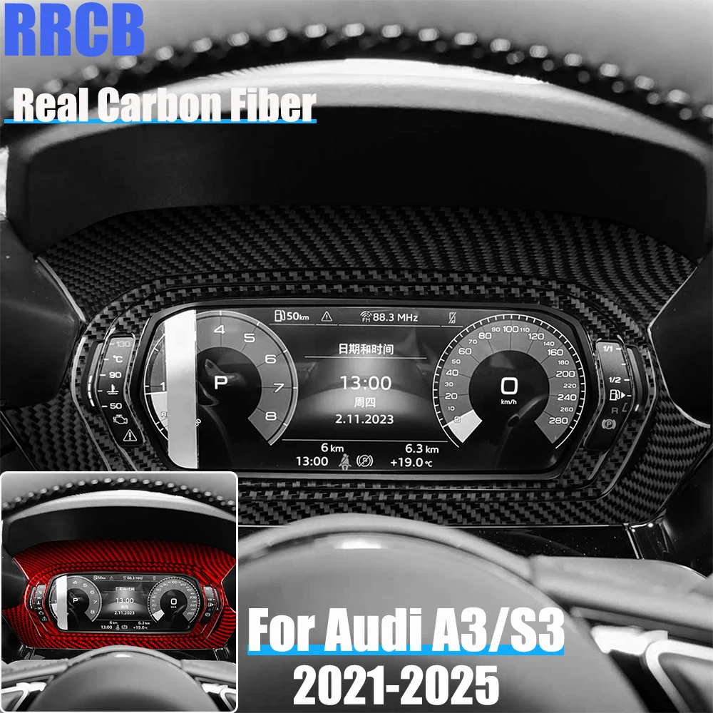 

Real Carbon Fiber Car Accessories Dashboard Speedometer Set Trim Soft Cover Sticker For Audi A3 S3 8Y 2021 2022 2023 2024 2025
