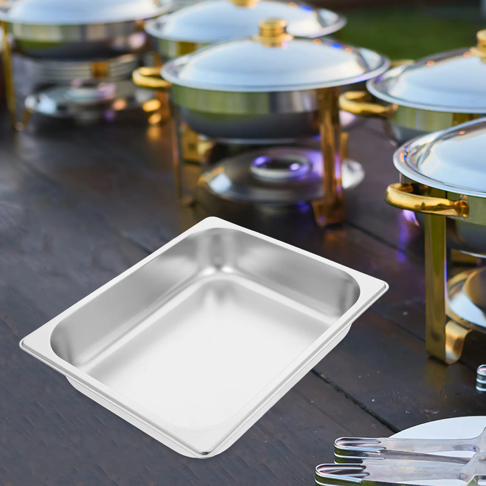 2Pcs Stainless Steel Dish Pan - Food Storage For Restaurant ulasan dan harga