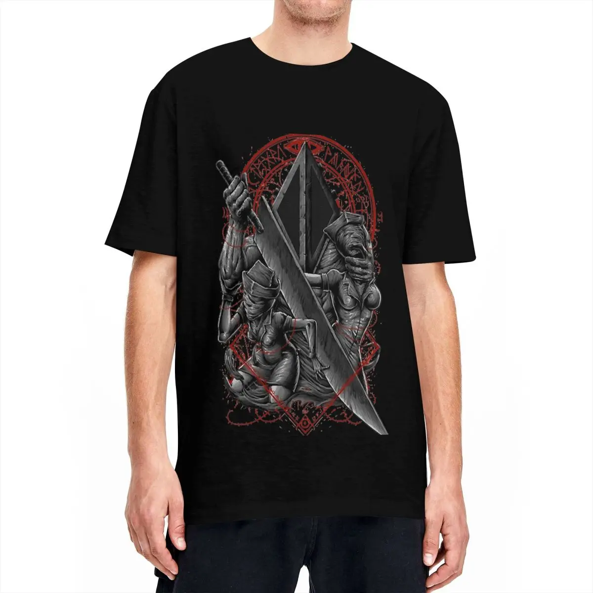 Silent Hill Horror Pyramid Head T Shirt Summer Game Street Style T-Shirts Cotton Hipster Tshirt For Men's Short Sleeve Tees