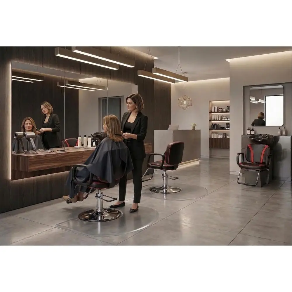 Hydraulic Reclining Barber Chair with 360 Swivel, Leather Upholstery for All-Purpose Cutting and Shampooing
