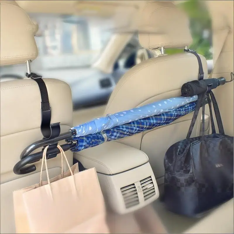 2 Car Rear Seat Hooks Multi-functional Umbrella Holder for Organized Car Backseats and Practicality