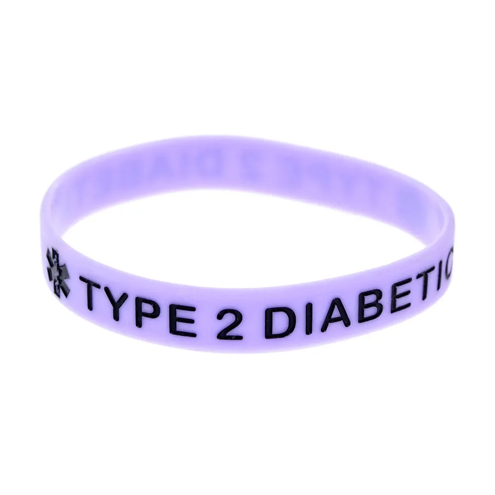 50 Stück Medizinisches Silikonarmband für Typ-2-Diabetiker, Gummiarmreif, Gesundheitsbewusstseinsarmband, Erwachsenengröße, 7 Farben – Detail 8
