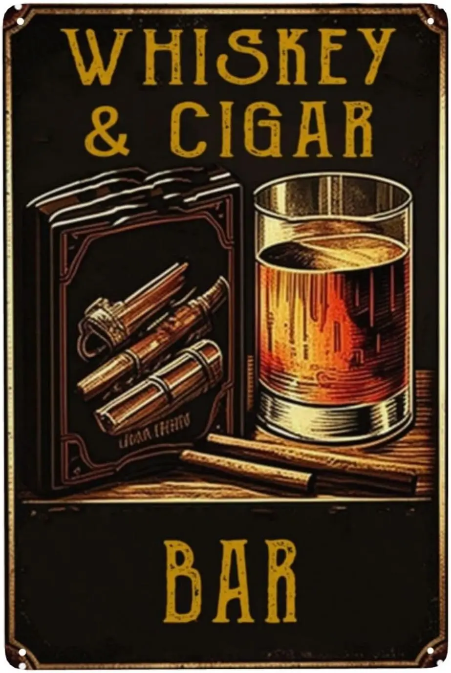 ZHIQUN Cigar Bar Metal Poster 8X12IN - Vintage Smoking Lounge Decor with Chalkboard Motifs for Man Cave, Coffee Bar & R sign