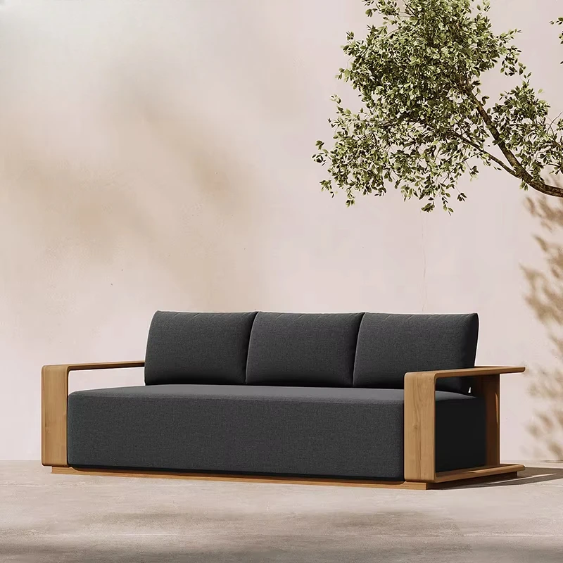 

Комплект мебели для патио, роскошный садовый шезлонг, курортный уличный диван из тикового дерева, квартира, уличная деревянная мебель, набор диванов для отеля