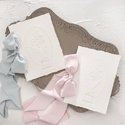 Wedding Vow Books Card Set Concave and Convex Design Decoration Invite Gift Book Bell Orchid 
