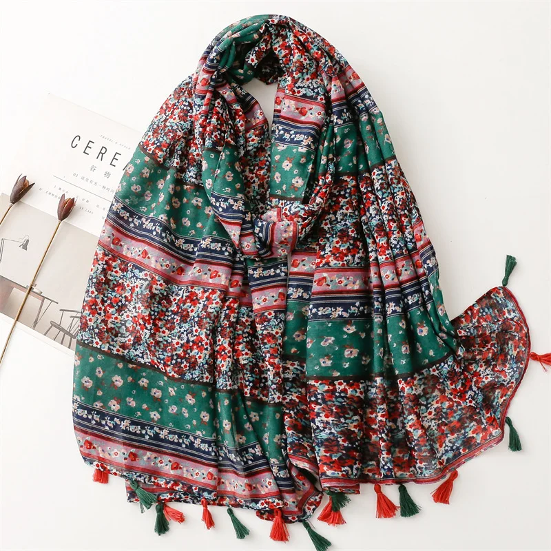 2023-new-women-vintage-flower-pattern-tassel-shawls-scarf-foulard-floral-print-beach-head-wrap-hijab-free-shipping