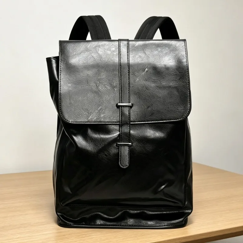 

Fashion Backpack Men Luxury Soft Leather Men's Backpacks Large Capacity 14 inch Laptop Bag Outdoor Travel Bags Flap Schoolbag