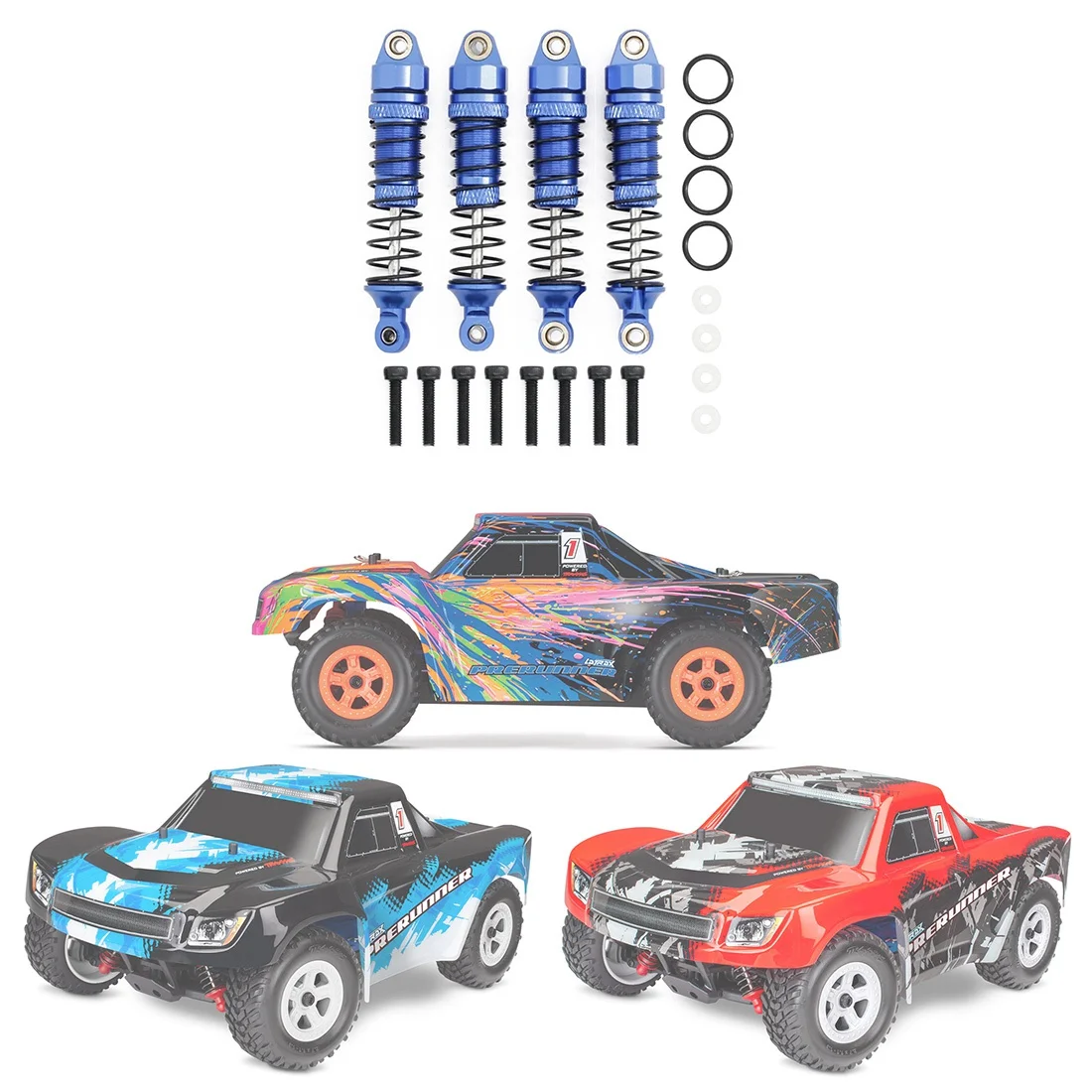 WOWFU-4Pcs Metal Front And Rear Shock Absorber For Traxxas Latrax Teton Desert Prerunner SST 1/18 RC Truck Car Upgrade Parts