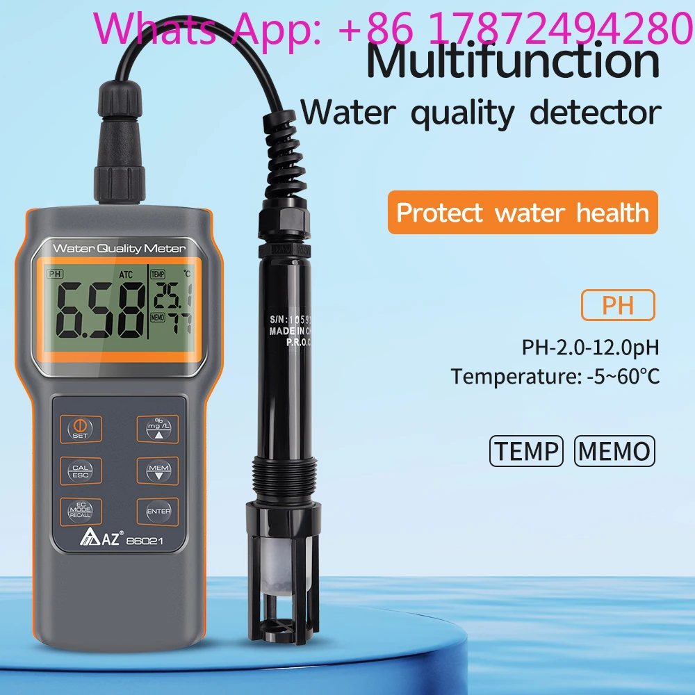 AZ86021 5-in-1 Water Quality Tester Dissolved pH Salt TDS Temp Meter for Aquarium & Aquaculture