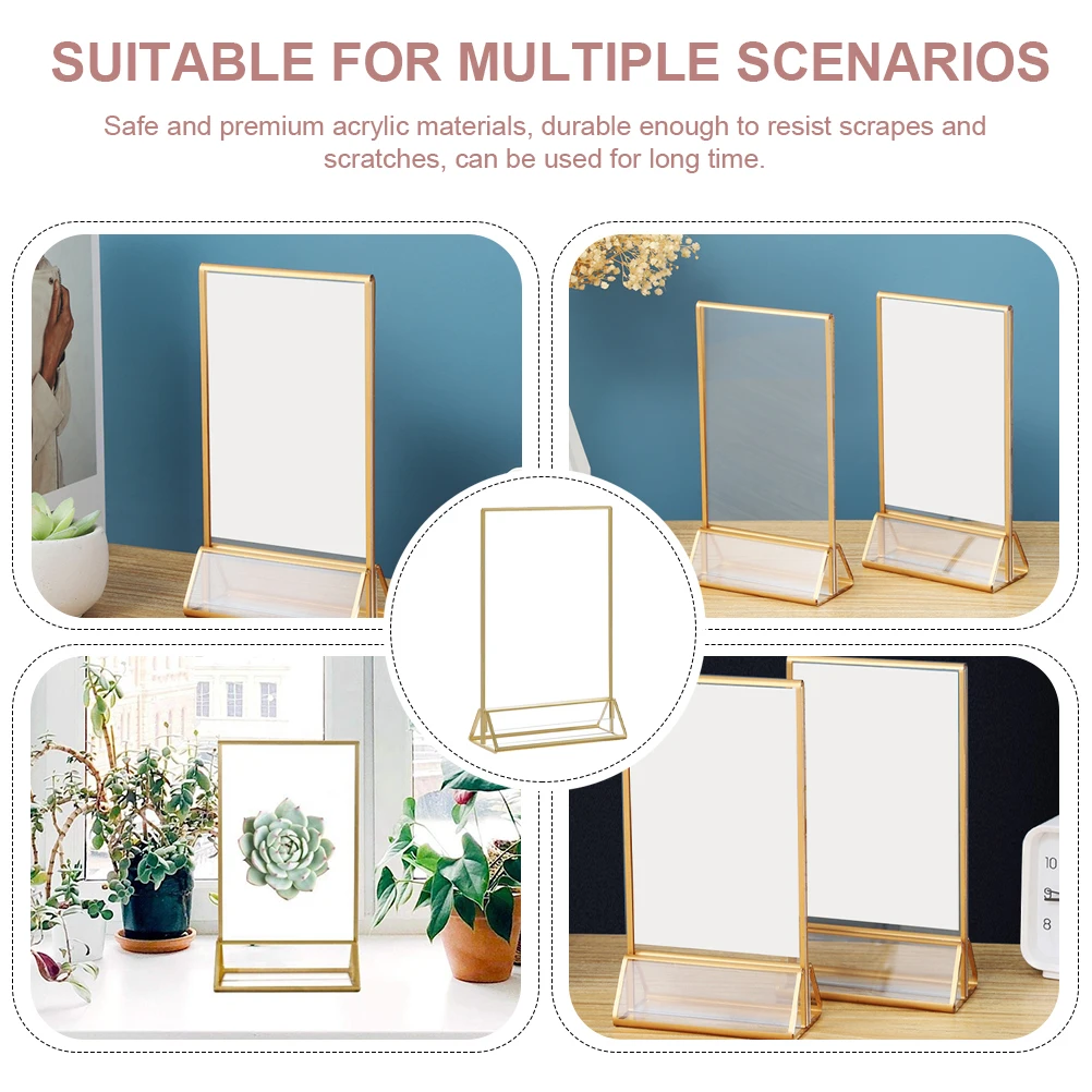 2pcs Transparent Acrylic Table Number Sign Holder 4X6 Inch Scratch Resistant Wedding Banquet Seat Signs Display Tabletop