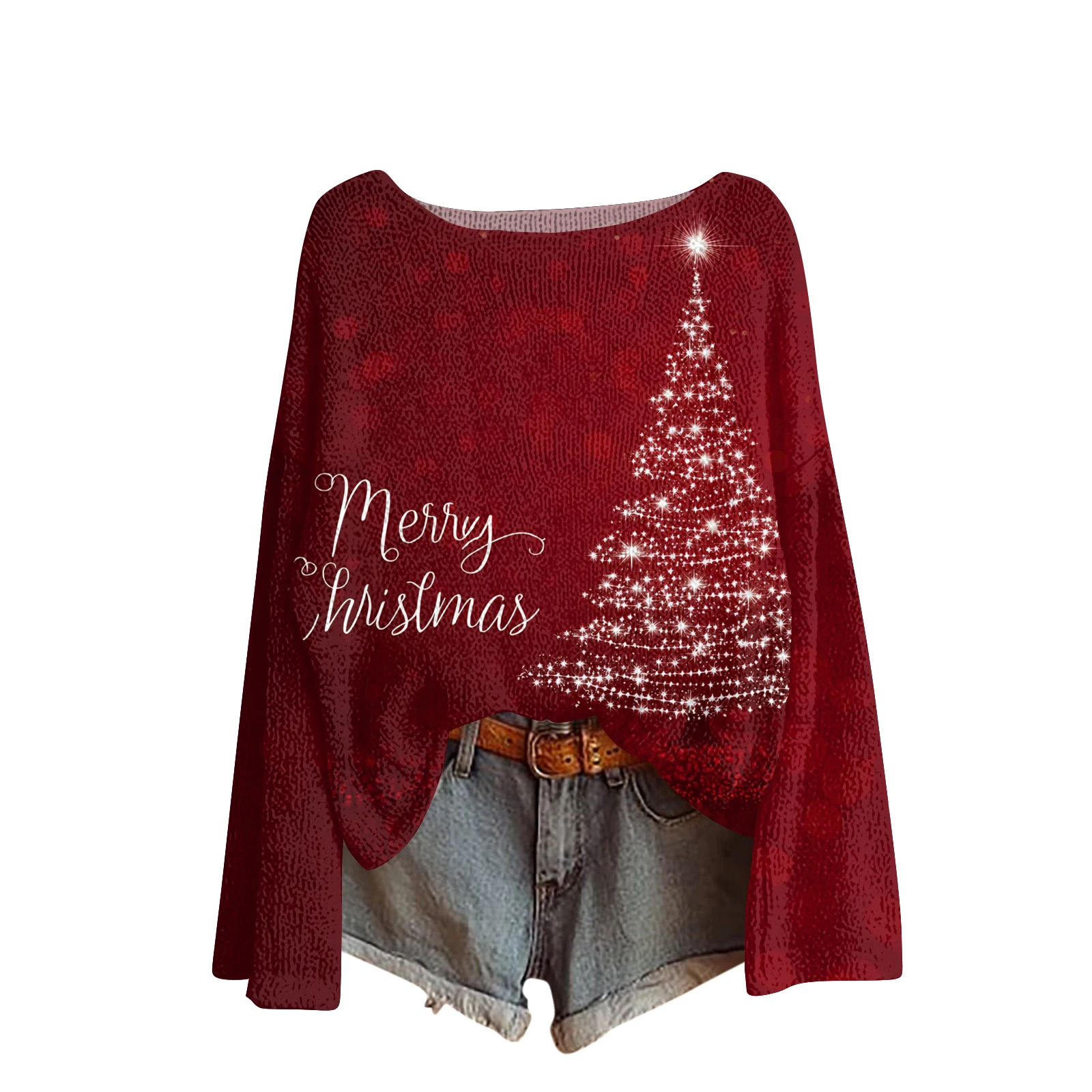 Femmes col rond léger pull décontracté à manches longues noël imprimé tricot pull Pulls Femmes Ropa De Mujer Femme vêtements