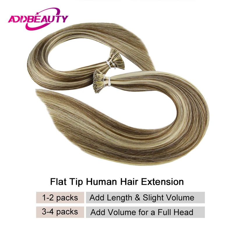 Straight Human Hair Extension By Fusion Flat Tip Keratin Capsules 0.8g/ 1g/Strand 50pcs Natural Hair Extension Ombre Blond Color