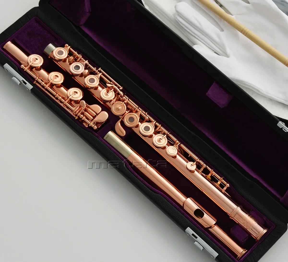 Fast Ship  Dark Rose Gold 17 Open-Hole Flute Cupronickel B foot, Split E key