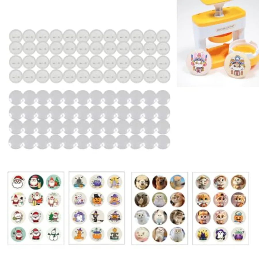 

48 шт., комплект деталей для изготовления бейджей, 55 мм, 2,16 дюйма, пресс для кнопок «сделай сам», для полного набора с компонентами кнопок, изображения (48 кнопок