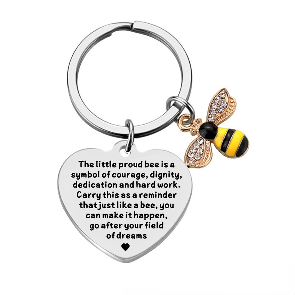 New Heart Teachers Day Gift Keychain Pendant  Insect Enamel Bee Key Chain Keyring Teacher Appreciation Gifts