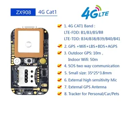 ZX908 Mini 4G GPS Tracker CAT1 PCBA Chip Board For Vehicle Car Person Tracking System Wireless WIFI Beidou Satellite Locator