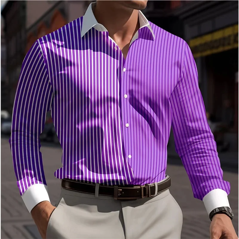 Men\'s Shirts 26 Styles Striped Shirt Long Sleeve Resort Button Lapel Clothing Fashion Casual Comfortable XS-6XL Fast Shipping