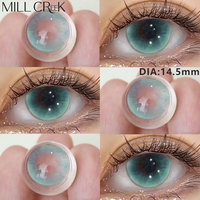 MILL CREEK 2PCS Color Contact Lenses Blue Lens Large Diameter For Eye with Myopia Green Natural Lens 14.5mm Beauty Pupils Yearly