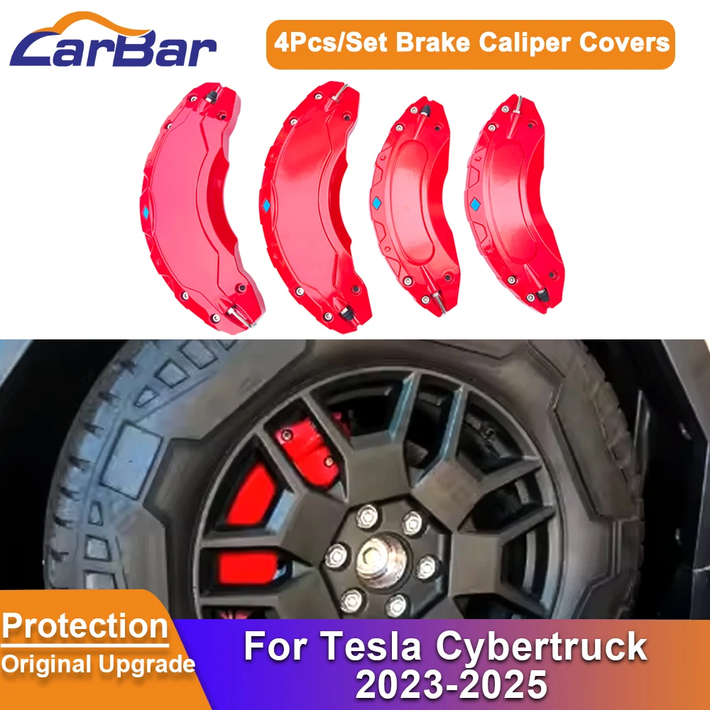 

Carbar 4Pcs/Set Brake Caliper Covers for Tesla Cybertruck 2023-2025 Red Durable Wheel Accessories Fits Cybertruck Pickup Truck