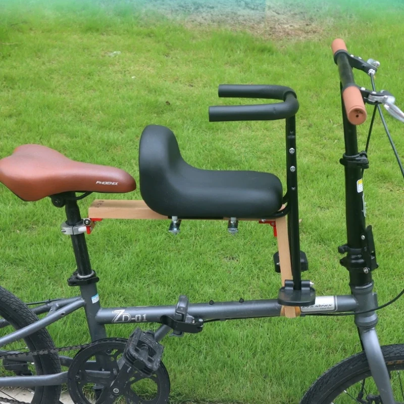 

Foldable Bicycle Front Mounted Child Bike Seat / Solid Wood Support Thickened Seat Cushion/ Foldable Bicycle Child Safety Seats