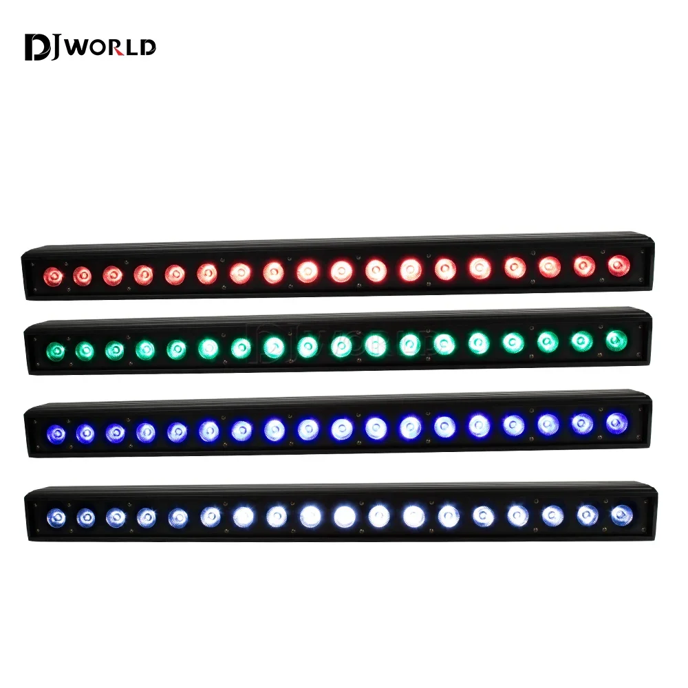 LED 벽 워시 라이트, RGBW A + U 6IN1 DMX LED 바, 무대 워시 라이트, 말 경주 램프, DJ 흐름 조명 효과, 18x18W, 4 개