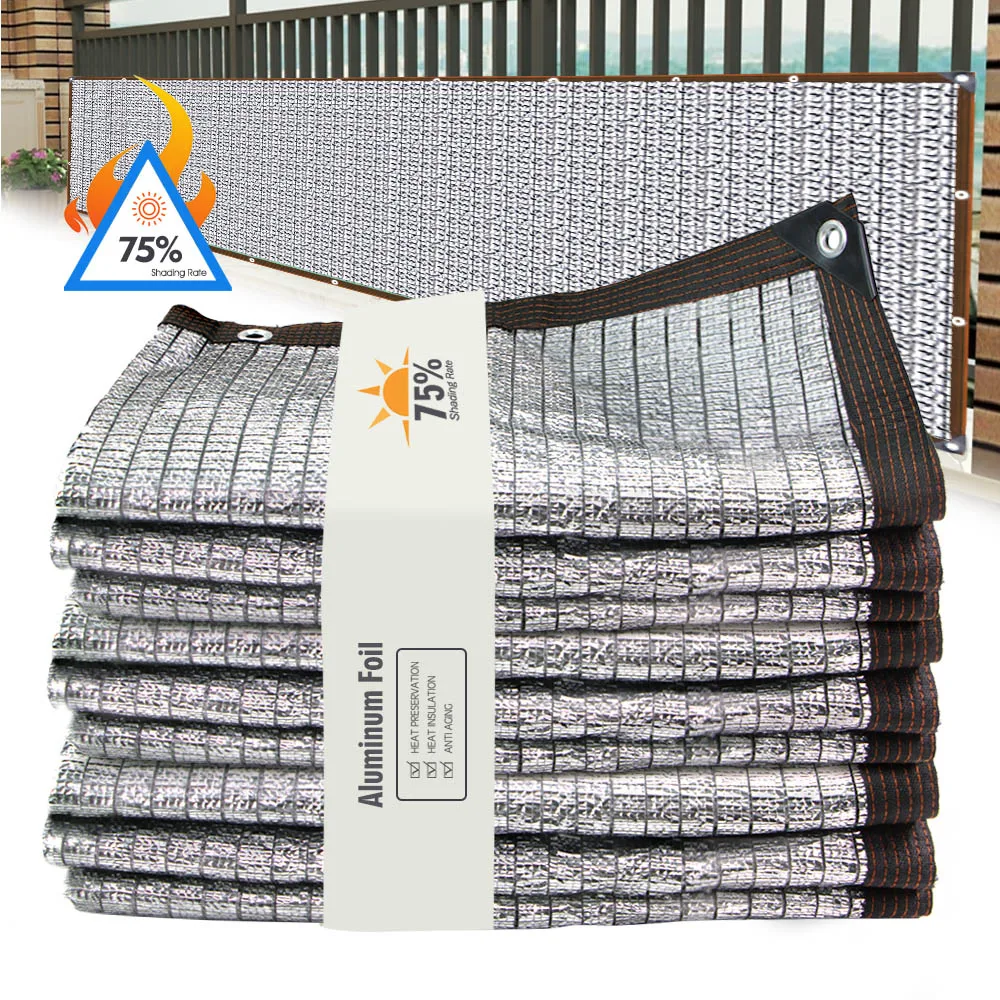 Length 1-10M 75% Aluminum Foil Garden Shade Cloth Anti-UV Privacy Mesh Netting Sun Shade Net Sails Balcony Fence Gazebo Pergola