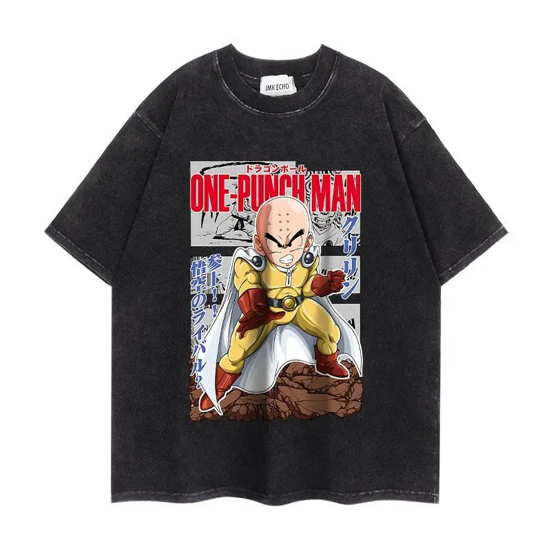 

Dorohedoro 2026 Summer Vintage Washed Cotton T Shirt Oversized Streetwear Caiman Cyberpunk City Graphic Tee for Men