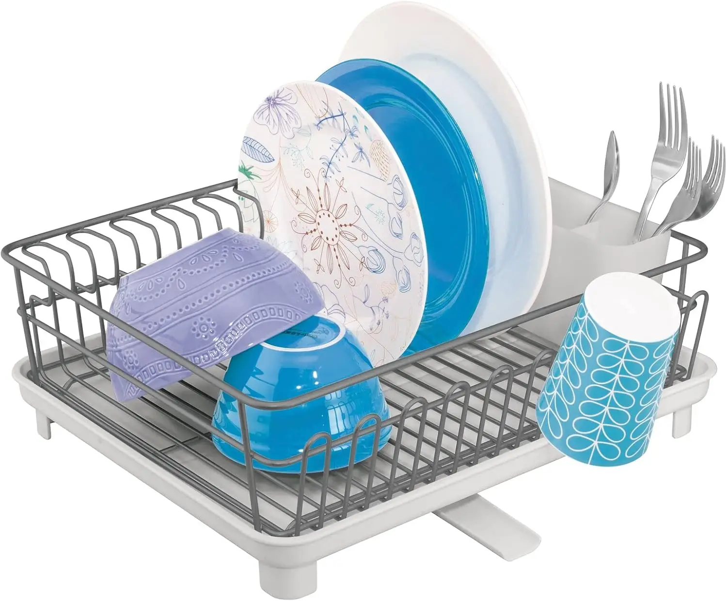 

Alloy Steel Sink Dish Drying Rack Holder with Plastic Swivel Spout Drainboard Tray - Dish Rack/Dish Drainer Storage Organizer fo