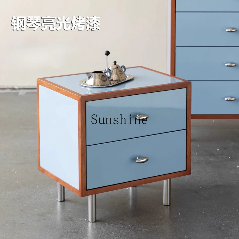 

French small apartment solid wood side cabinet bedroom bedside simple locker