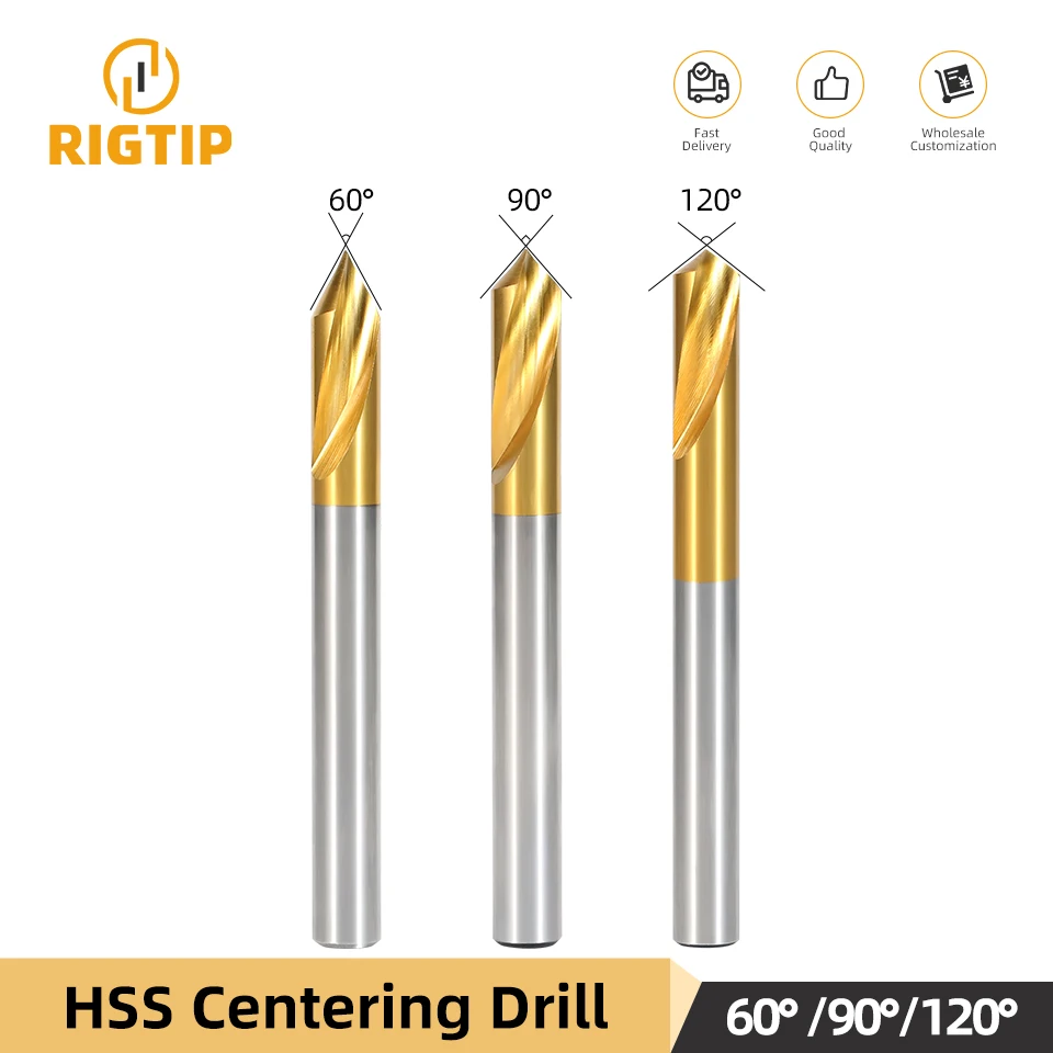 RIGTIP High-Speed Steel Centering Drill Stainless Steel Bit Alloy Fixed Point Drill Titanium Plated Positioning Drill