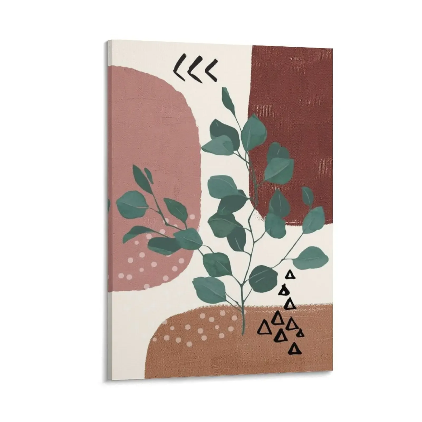 

Eucalyptus Branch Abstract Watercolor Tropical Boho Minimalist Art with warm earthy tones and pastel colors with Canvas Painting