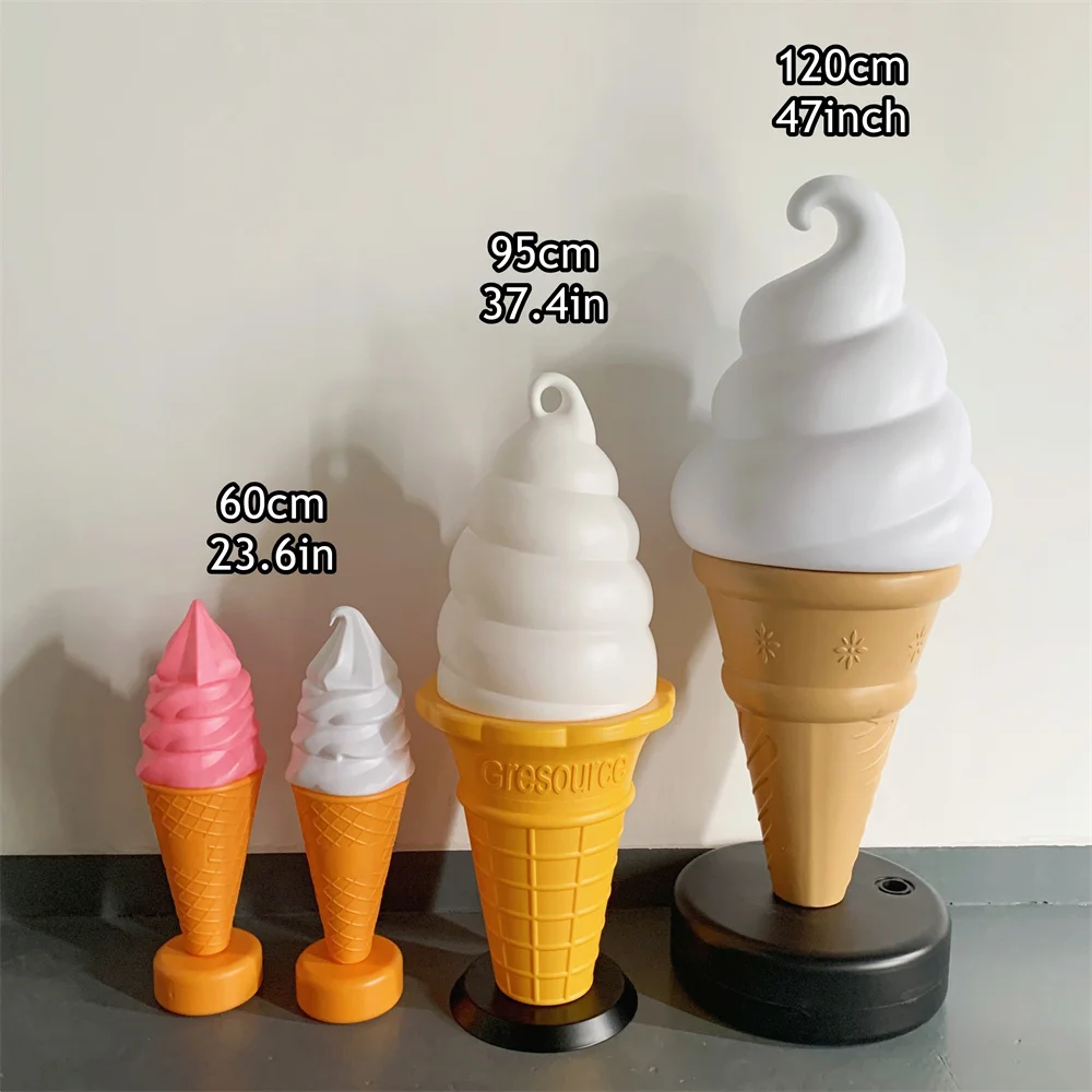

150cm New Scoops Ice Cream Shape Cone Model Light Dessert Shop Bar Display Soft Serve Outdoor Floor No Lamp Colorful Sculpture