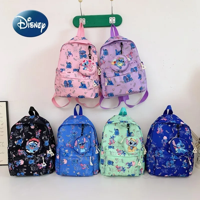 

Disney Stitch New Children's School Bag Cartoon Kindergarten School Bag Fashionable Lightweight School Bag for Boys and Girls