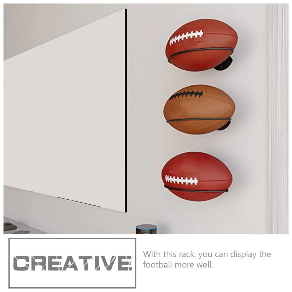

2Pcs Wall Football Rack Iron Ball Display Stand Durable Sports Ball Holder Basketball Rugby Holder Home Shop Storage